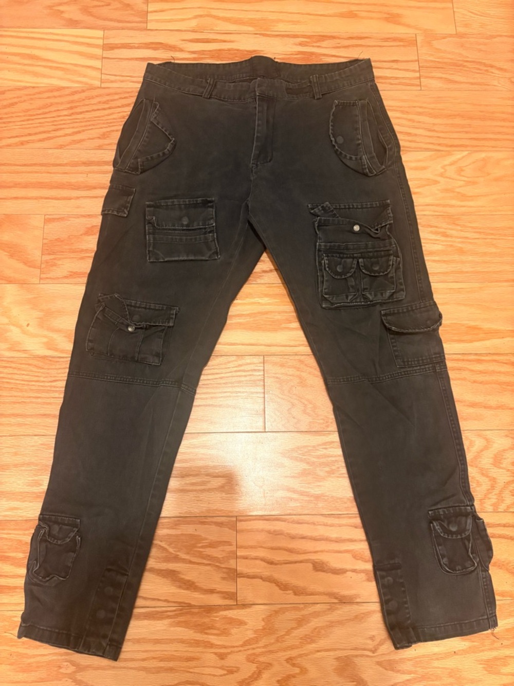 Men's Black Cargo Utility Pants - Multi-Pocket Workwear